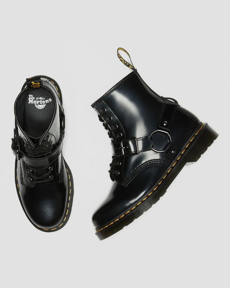 Dr Martens 1460 Harness Læder Snørestøvler Dame Sort | DK 165RVD